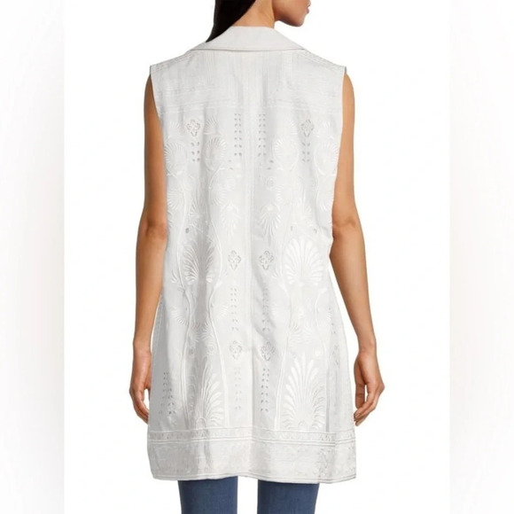 NWT Kobi Halperin Long Siena Vest Embroidered in Hab White size Medium - Picture 9 of 9